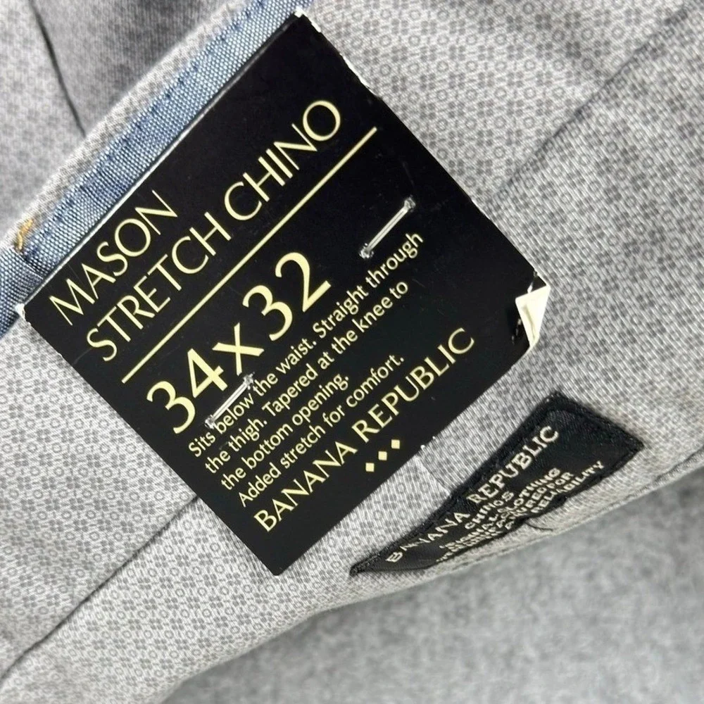 Banana Republic Mason‎ Chino Stretch Men's 34x32 Gray Pants NEW